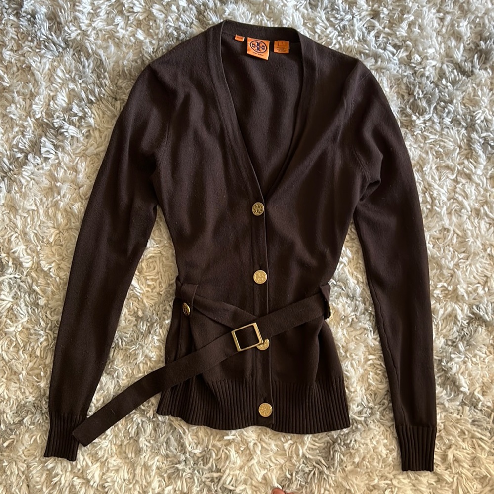 Tory Burch Cardigan Wool Size Small Brown